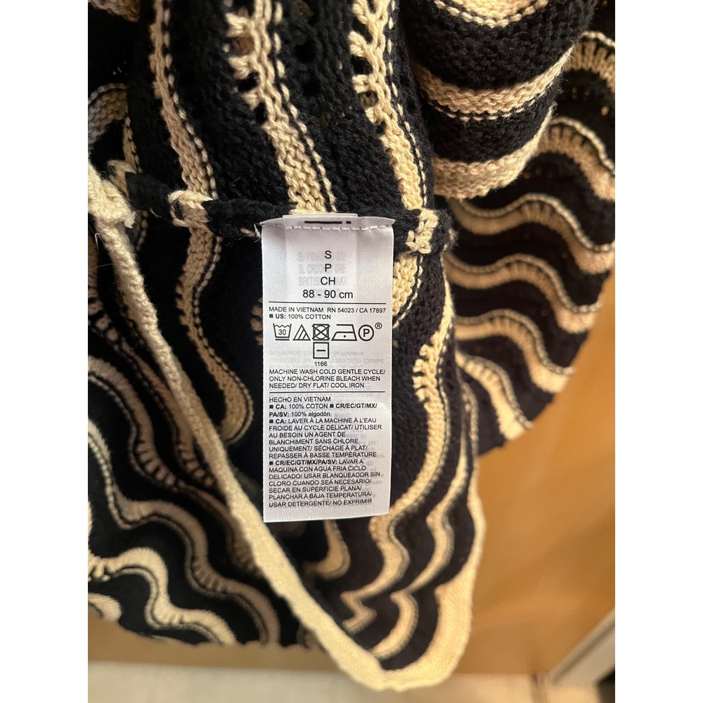 Old Navy Sweater Dress Womens Small Black Beige Wavy Knit Sleeveless Midi - Picture 7 of 7